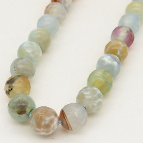 Natural Fire Agate,Round,Faceted,Dyed,Light Cyan,6mm,Hole:0.8mm,about 63pcs/strand,about 22g/strand,5 strands/package,15"(38cm),XBGB01395vbnb-L001