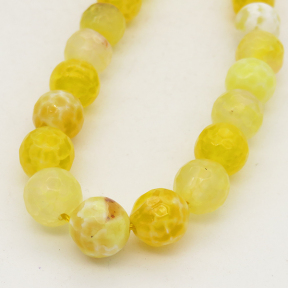 Natural Fire Agate,Round,Faceted,Dyed,Yellow,6mm,Hole:0.8mm,about 63pcs/strand,about 22g/strand,5 strands/package,15"(38cm),XBGB01428vbnb-L001