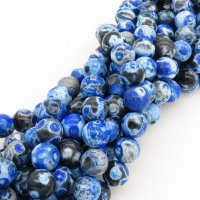 Natural Fire Agate,Round,Dyed,Blue,6mm,Hole:0.8mm,about 63pcs/strand,about 22g/strand,5 strands/package,15"(38cm),XBGB01452vbmb-L001