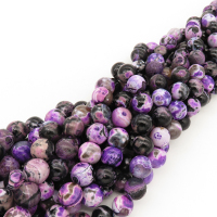 Natural Fire Agate,Round,Dyed,Purple,6mm,Hole:0.8mm,about 63pcs/strand,about 22g/strand,5 strands/package,15"(38cm),XBGB01467vbmb-L001