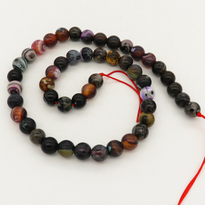 Natural Fire Agate,Round,Dyed,Black,6mm,Hole:0.8mm,about 63pcs/strand,about 22g/strand,5 strands/package,15"(38cm),XBGB01470vbmb-L001