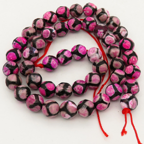 Natural Dzi Agate,Round,Faceted,Dyed,Pink,6mm,Hole:0.8mm,about 63pcs/strand,about 22g/strand,5 strands/package,15"(38cm),XBGB01500vhha-L001