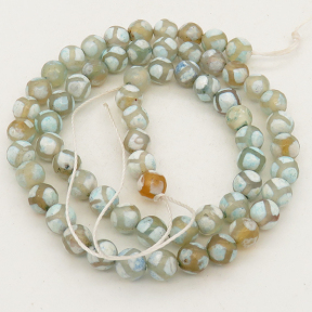Natural Dzi Agate,Round,Faceted,Dyed,Light Blue,6mm,Hole:0.8mm,about 63pcs/strand,about 22g/strand,5 strands/package,15"(38cm),XBGB01527vhha-L001