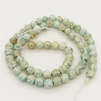 Natural Dzi Agate,Round,Faceted,Dyed,Light Blue,6mm,Hole:0.8mm,about 63pcs/strand,about 22g/strand,5 strands/package,15"(38cm),XBGB01533vhha-L001