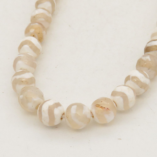 Natural Dzi Agate,Round,Faceted,Dyed,Ivory,6mm,Hole:0.8mm,about 63pcs/strand,about 22g/strand,5 strands/package,15"(38cm),XBGB01536vhha-L001