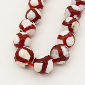 Natural Dzi Agate,Round,Faceted,Dyed,Red ivory,6mm,Hole:0.8mm,about 63pcs/strand,about 22g/strand,5 strands/package,15"(38cm),XBGB01542vhha-L001
