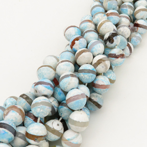 Natural Dzi Agate,Round,Faceted,Dyed,Light blue,6mm,Hole:0.8mm,about 63pcs/strand,about 22g/strand,5 strands/package,15"(38cm),XBGB01554vhha-L001