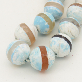 Natural Dzi Agate,Round,Faceted,Dyed,Light blue,6mm,Hole:0.8mm,about 63pcs/strand,about 22g/strand,5 strands/package,15"(38cm),XBGB01554vhha-L001