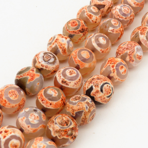 Natural Dzi Agate,Round,Faceted,Dyed,Coral,6mm,Hole:0.8mm,about 63pcs/strand,about 22g/strand,5 strands/package,15"(38cm),XBGB01563vhha-L001