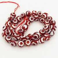 Natural Dzi Agate,Round,Faceted,Dyed,Red,6mm,Hole:0.8mm,about 63pcs/strand,about 22g/strand,5 strands/package,15"(38cm),XBGB01569vhha-L001