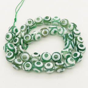 Natural Dzi Agate,Round,Faceted,Dyed,Green,6mm,Hole:0.8mm,about 63pcs/strand,about 22g/strand,5 strands/package,15"(38cm),XBGB01572vhha-L001