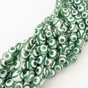 Natural Dzi Agate,Round,Faceted,Dyed,Green,6mm,Hole:0.8mm,about 63pcs/strand,about 22g/strand,5 strands/package,15"(38cm),XBGB01572vhha-L001