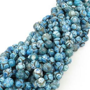 Natural Dzi Agate,Round,Faceted,Dyed,Blue,6mm,Hole:0.8mm,about 63pcs/strand,about 22g/strand,5 strands/package,15"(38cm),XBGB01587vhha-L001
