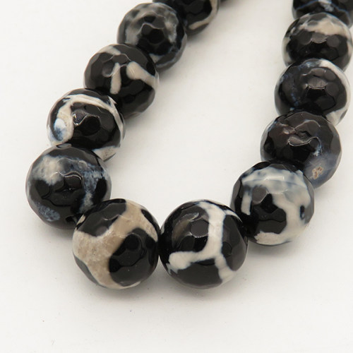 Natural Dzi Agate,Round,Faceted,Dyed,Black Vein,6mm,Hole:0.8mm,about 63pcs/strand,about 22g/strand,5 strands/package,15"(38cm),XBGB01599vhha-L001