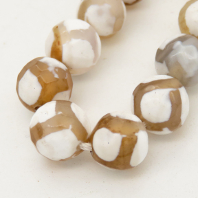 Natural Dzi Agate,Round,Faceted,Dyed,Ivory with Vein,6mm,Hole:0.8mm,about 63pcs/strand,about 22g/strand,5 strands/package,15"(38cm),XBGB01608vhha-L001