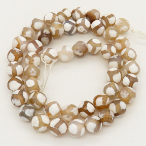 Natural Dzi Agate,Round,Faceted,Dyed,Ivory with Vein,6mm,Hole:0.8mm,about 63pcs/strand,about 22g/strand,5 strands/package,15"(38cm),XBGB01608vhha-L001