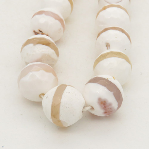Natural Dzi Agate,Round,Faceted,Dyed,Ivory with Circle,6mm,Hole:0.8mm,about 63pcs/strand,about 22g/strand,5 strands/package,15"(38cm),XBGB01611vhha-L001