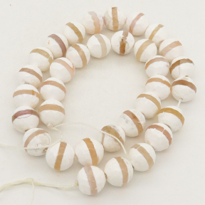 Natural Dzi Agate,Round,Faceted,Dyed,Ivory with Circle,6mm,Hole:0.8mm,about 63pcs/strand,about 22g/strand,5 strands/package,15"(38cm),XBGB01611vhha-L001