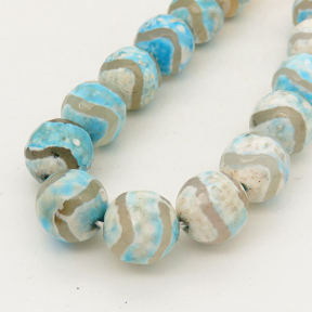 Natural Dzi Agate,Round,Faceted,Dyed,Light Blue,6mm,Hole:0.8mm,about 63pcs/strand,about 22g/strand,5 strands/package,15"(38cm),XBGB01614vhha-L001
