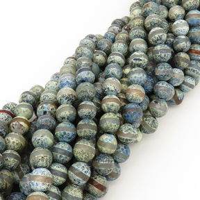 Natural Dzi Agate,Round,Faceted,Dyed,Grass green,6mm,Hole:0.8mm,about 63pcs/strand,about 22g/strand,5 strands/package,15"(38cm),XBGB01635vhha-L001