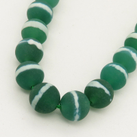 Natural Dzi Agate,Round,Frosted,Dyed,Green & Ivory Circle,6mm,Hole:0.8mm,about 63pcs/strand,about 22g/strand,5 strands/package,15"(38cm),XBGB01647vhha-L001
