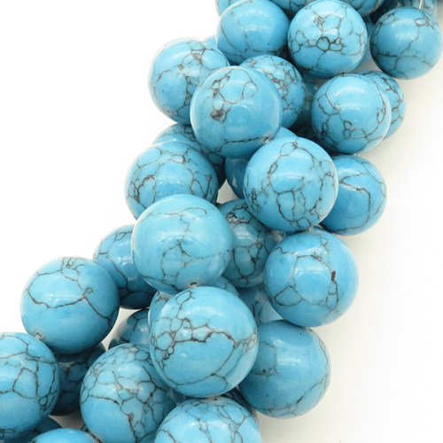 Synthetic Howlite,Round,Dyed,Blue,22mm,Hole:1mm,about 18pcs/strand,about 225g/strand,1 strand/package,15"(38cm),XBGB02954hibb-L001