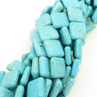 Synthetic Howlite,Square,Dyed,Blue,20*20*7mm,Hole:1mm,about 20pcs/strand,about 105g/strand,1 strand/package,16"(40cm),XBGB02960hibb-L001