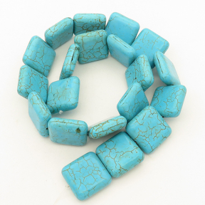 Synthetic Howlite,Square,Dyed,Blue,20*20*7mm,Hole:1mm,about 20pcs/strand,about 105g/strand,1 strand/package,16"(40cm),XBGB02960hibb-L001