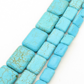 Synthetic Howlite,Rectangle,Dyed,Blue,18x25x7mm,Hole:1mm,about 16pcs/strand,about 95g/strand,1 strand/package,16"(40cm),XBGB02963hibb-L001