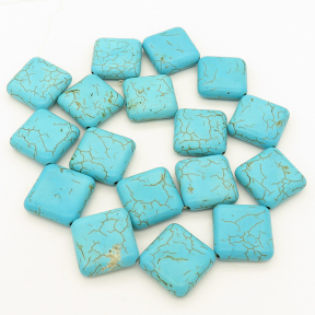 Synthetic Howlite,Rhombus,Dyed,Blue,25*25*6mm,Hole:1mm,about 23pcs/strand,about 75g/strand,1 strand/package,16"(40cm),XBGB02966hibb-L001