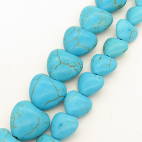Synthetic Howlite,Heart,Dyed,Blue,16x16x7.5mm,Hole:1mm,about 28pcs/strand,about 60g/strand,1 strand/package,16"(40cm),XBGB02969hibb-L001