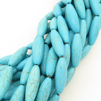 Synthetic Howlite,Rice Beads,Dyed,Blue,10*30mm,Hole:1mm,about 14pcs/strand,about 45g/strand,1 strand/package,16"(40cm),XBGB02974hibb-L001