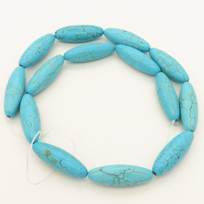 Synthetic Howlite,Rice Beads,Dyed,Blue,10*30mm,Hole:1mm,about 14pcs/strand,about 45g/strand,1 strand/package,16"(40cm),XBGB02974hibb-L001