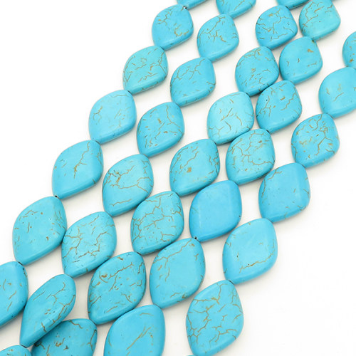 Synthetic Howlite,Twisted Rhombus,Dyed,Blue,17*28*6mm,Hole:1mm,about 15pcs/strand,about 60g/strand,1 strand/package,16"(40cm),XBGB02977hibb-L001