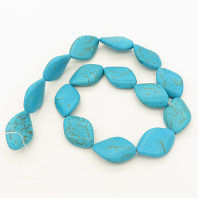 Synthetic Howlite,Twisted Rhombus,Dyed,Blue,17*28*6mm,Hole:1mm,about 15pcs/strand,about 60g/strand,1 strand/package,16"(40cm),XBGB02977hibb-L001