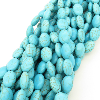 Synthetic Howlite,Egg shape,Dyed,Blue,11*15*6mm,Hole:1mm,about 29pcs/strand,about 36g/strand,1 strand/package,16"(40cm),XBGB02980hibb-L001