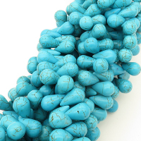 Synthetic Howlite,Drop,Dyed,Blue,10*16mm,Hole:1mm,about 98pcs/strand,about 155g/strand,1 strand/package,16"(40cm),XBGB02986hibb-L001