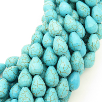 Synthetic Howlite,Drop,Faceted,Dyed,Blue,10*14mm,Hole:1mm,about 28pcs/strand,about 40g/strand,1 strand/package,15"(38cm),XBGB02989hibb-L001
