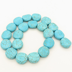 Synthetic Howlite,Flat Round,Curved,Dyed,Blue,19*8mm,Hole:1mm,about 21pcs/strand,about 85g/strand,1 strand/package,16"(40cm),XBGB03001hibb-L001