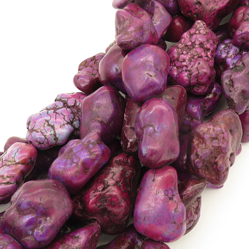 Synthetic Howlite,Irregular,Dyed,Deep purple,19*23*12~21*34*13mm,Hole:1mm,about 15pcs/strand,about 125g/strand,1 strand/package,15"(38cm),XBGB03016hibb-L001