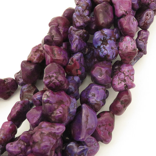 Synthetic Howlite,Irregular,Dyed,Deep purple,12*15*9~13*20*11mm,Hole:1mm,about 28pcs/strand,about 65g/strand,1 strand/package,15"(38cm),XBGB03025hibb-L001