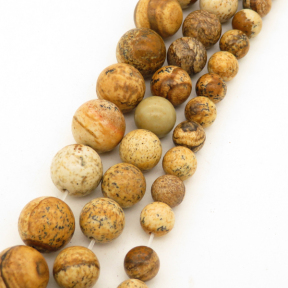 Natural Picture Jasper,Round,Earth yellow,10mm,Hole:1mm,about 38pcs/strand,about 55g/strand,5 strands/package,15"(38cm),XBGB03046vhha-L001