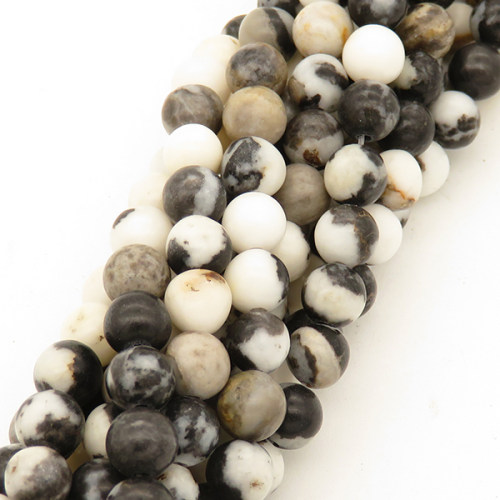 Natural Black and White Spot Jasper,Round,Black & White,10mm,Hole:1mm,about 38pcs/strand,about 55g/strand,5 strands/package,15"(38cm),XBGB03049vhha-L001