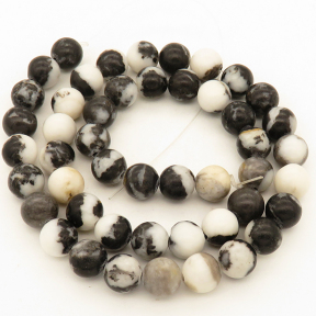 Natural Black and White Spot Jasper,Round,Black & White,10mm,Hole:1mm,about 38pcs/strand,about 55g/strand,5 strands/package,15"(38cm),XBGB03049vhha-L001