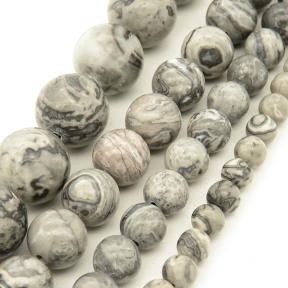Natural Map stone,Round,Grey,12mm,Hole:1.2mm,about 32pcs/strand,about 80g/strand,5 strands/package,15"(38cm),XBGB03058ahjb-L001