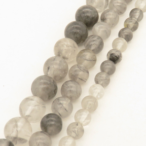 Natural Devil Crystal,Round,Grey,10mm,Hole:1mm,about 38pcs/strand,about 55g/strand,5 strands/package,15"(38cm),XBGB03061vhov-L001