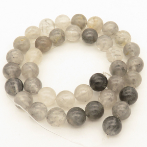 Natural Devil Crystal,Round,Grey,10mm,Hole:1mm,about 38pcs/strand,about 55g/strand,5 strands/package,15"(38cm),XBGB03061vhov-L001