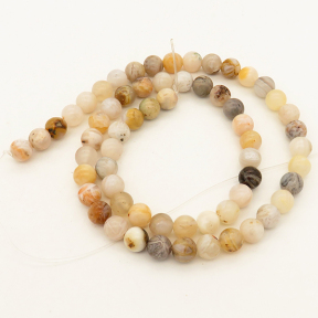 Natural Agate,Bamboo leaf agate,Round,Dyed,Beige,10mm,Hole:1mm,about 38pcs/strand,about 55g/strand,5 strands/package,15"(38cm),XBGB03064ahjb-L001
