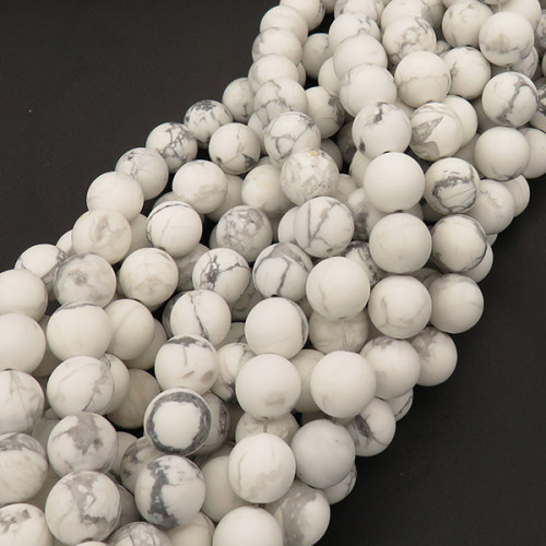 Natural Howlite,Round,Frosted,White,10mm,Hole:1mm,about 38pcs/strand,about 55g/strand,5 strands/package,15"(38cm),XBGB03091vhha-L001
