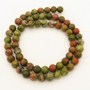 Natural Unakite,Round,Army Green,10mm,Hole:1mm,about 38pcs/strand,about 55g/strand,5 strands/package,15"(38cm),XBGB03106vhha-L001